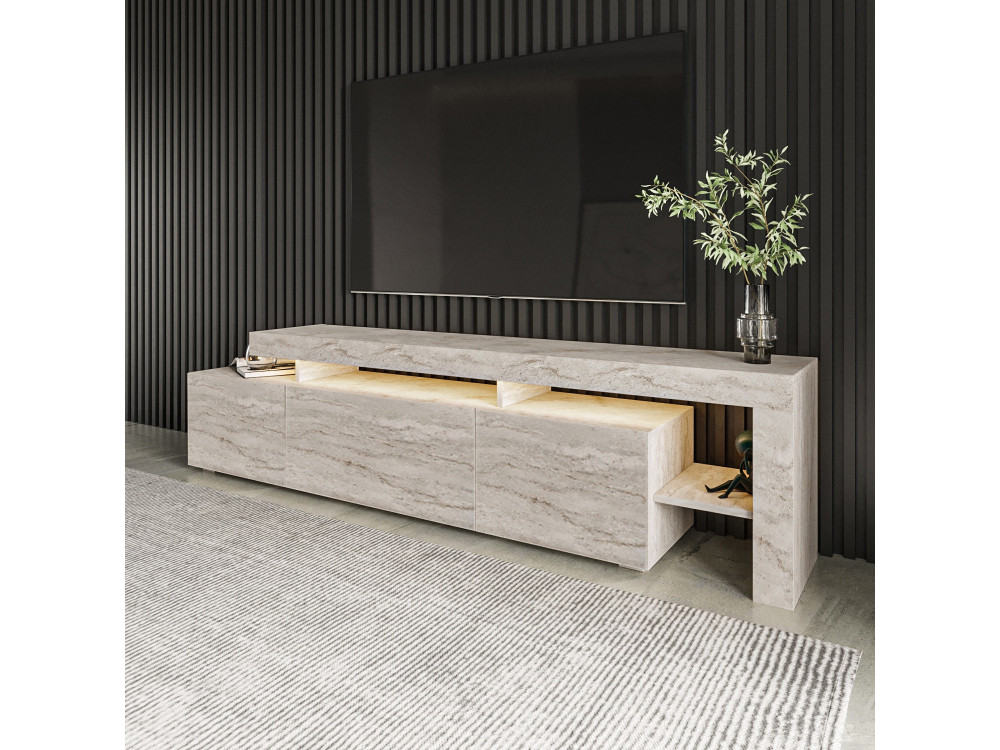 Porta TV in legno "Beliz" - 192 x 37 x 53 cm - Travertino