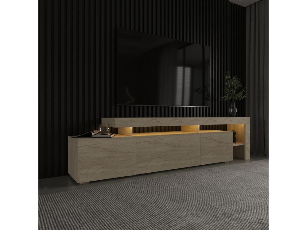 Porta TV in legno "Beliz" - 192 x 37 x 53 cm - Travertino