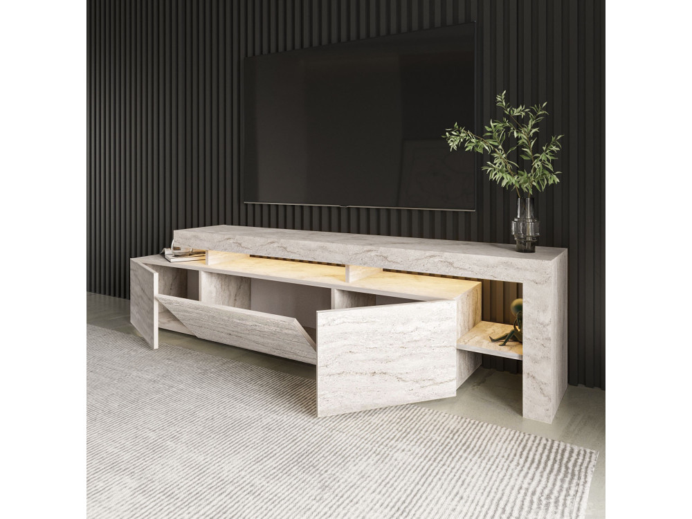 Porta TV in legno "Beliz" - 192 x 37 x 53 cm - Travertino