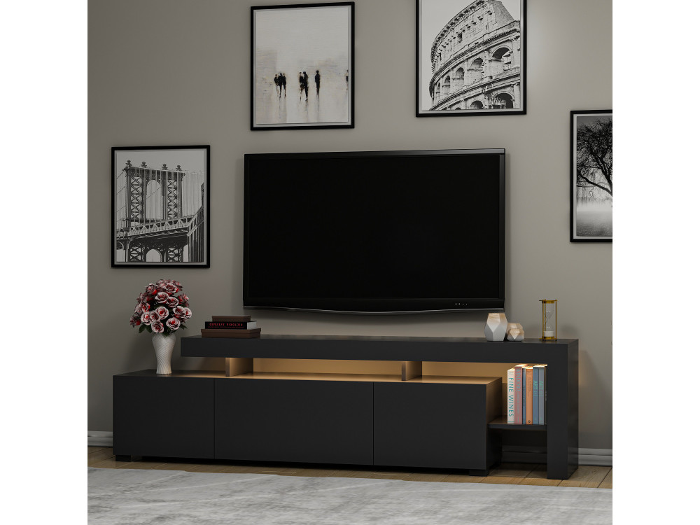 Porta TV in legno "Beliz" - 192 x 37 x 53 cm - Antracite