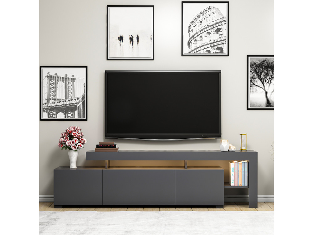 Porta TV in legno "Beliz" - 192 x 37 x 53 cm - Antracite