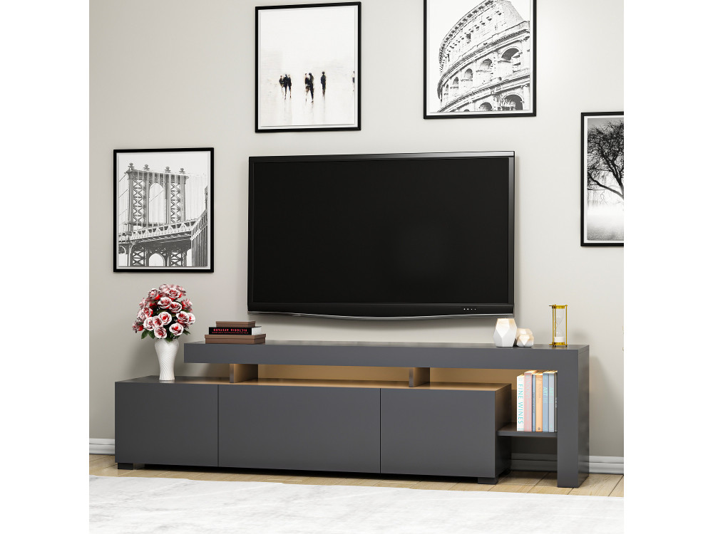 Porta TV in legno "Beliz" - 192 x 37 x 53 cm - Antracite