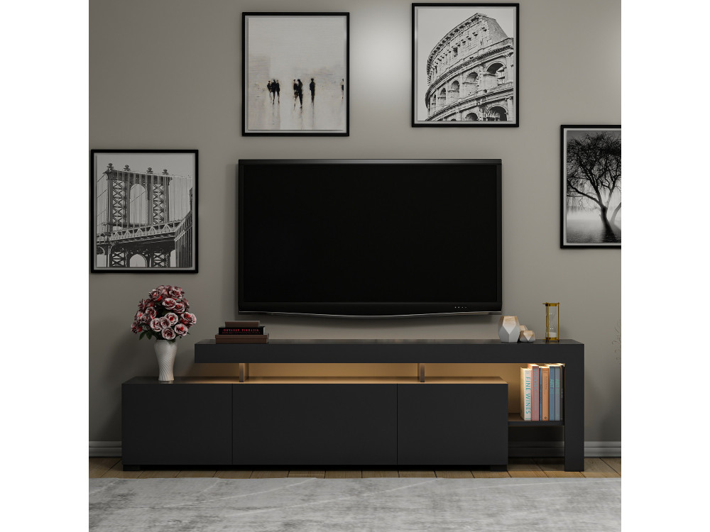Porta TV in legno "Beliz" - 192 x 37 x 53 cm - Antracite