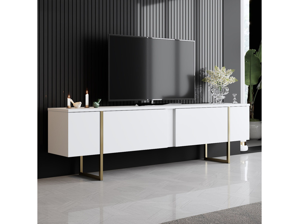 Porta TV in legno "Luxe" - 180 x 30 x 50 cm - Oro bianco