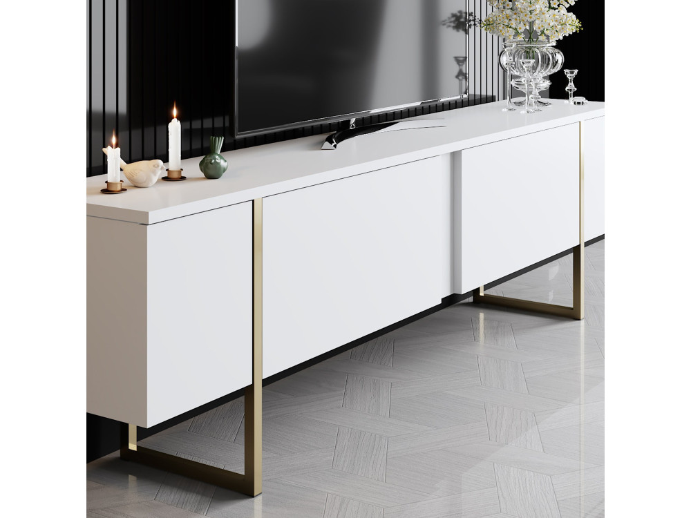 Porta TV in legno "Luxe" - 180 x 30 x 50 cm - Oro bianco