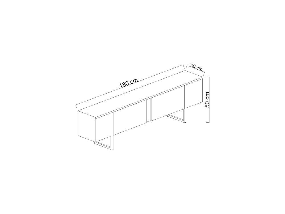 Porta TV in legno "Luxe" - 180 x 30 x 50 cm - TravertinoNero
