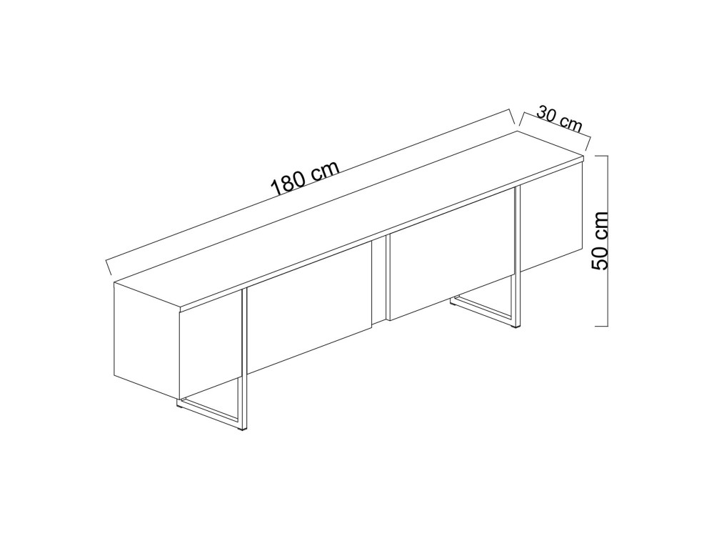 Porta TV in legno "Luxe" - 180 x 30 x 50 cm - Noce-Nero
