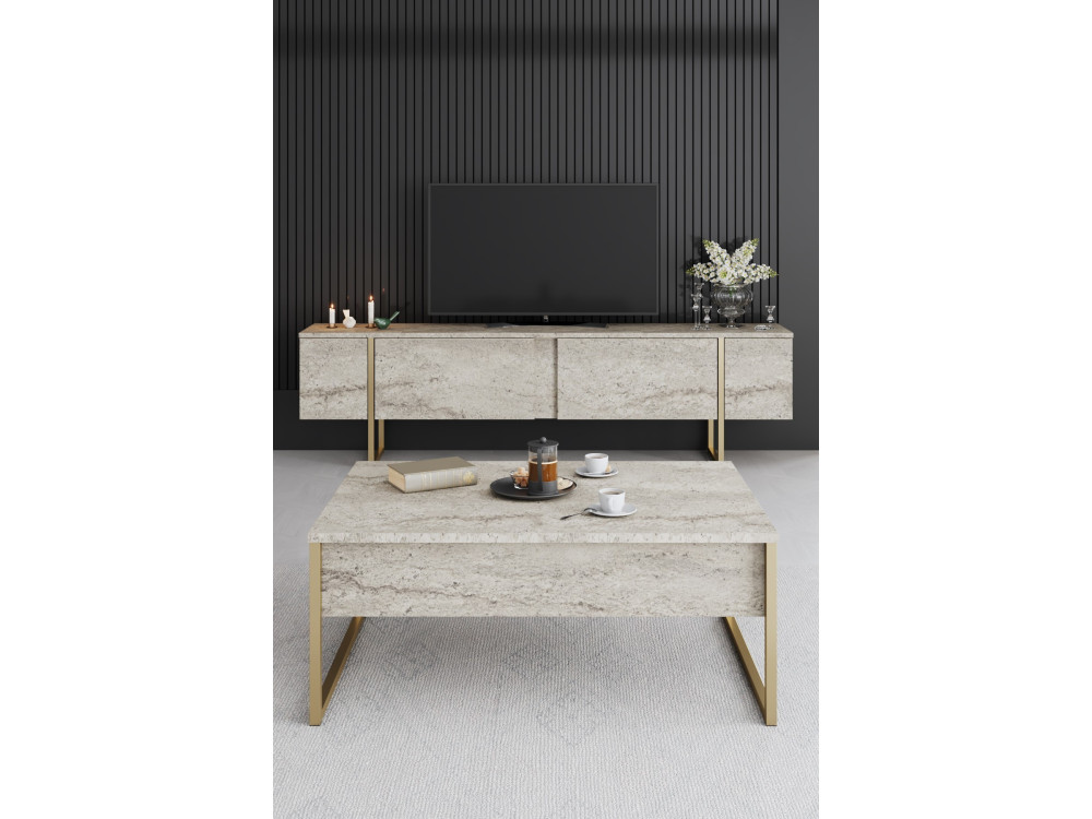 Porta TV in legno "Luxe" - 180 x 30 x 50 cm - TravertinOr