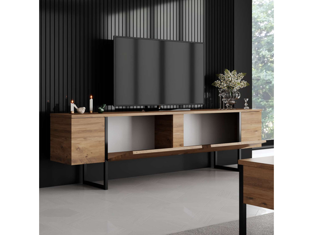 Porta TV in legno "Luxe" - 180 x 30 x 50 cm - Marrone