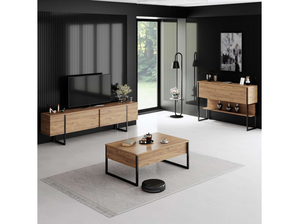 Porta TV in legno "Luxe" - 180 x 30 x 50 cm - Marrone
