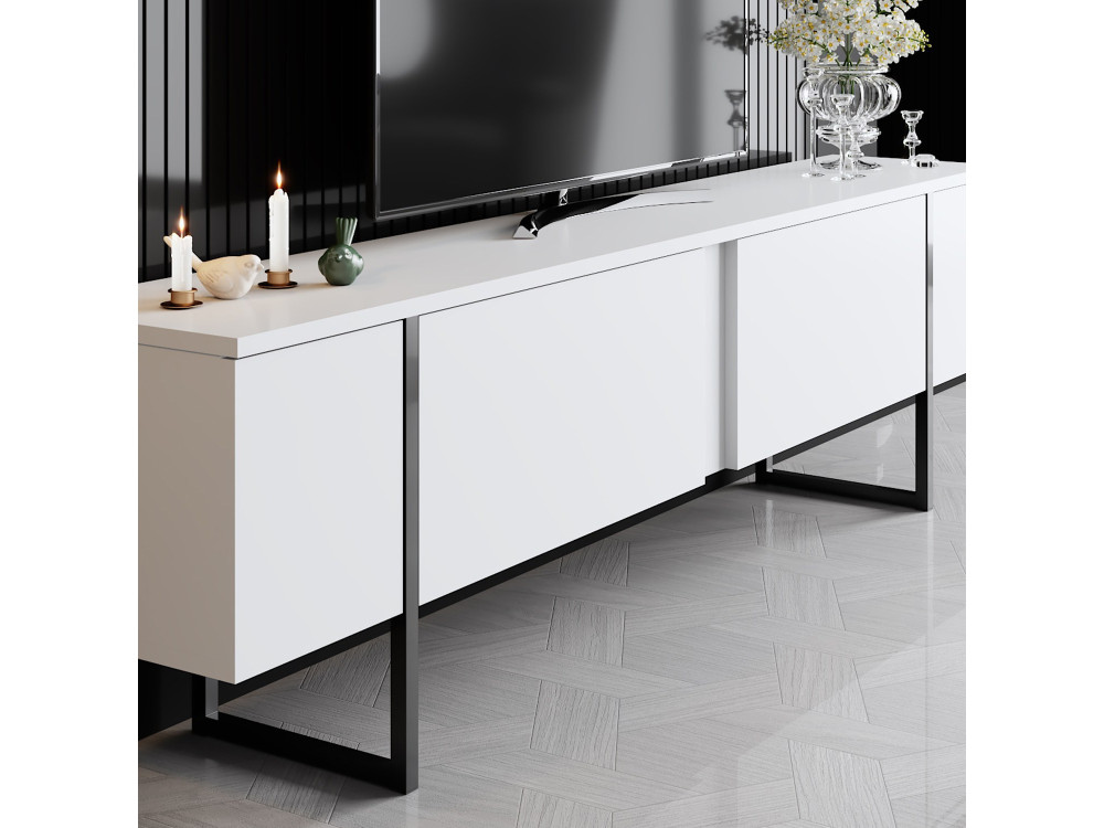 Porta TV in legno "Luxe" - 180 x 30 x 50 cm - Bianco