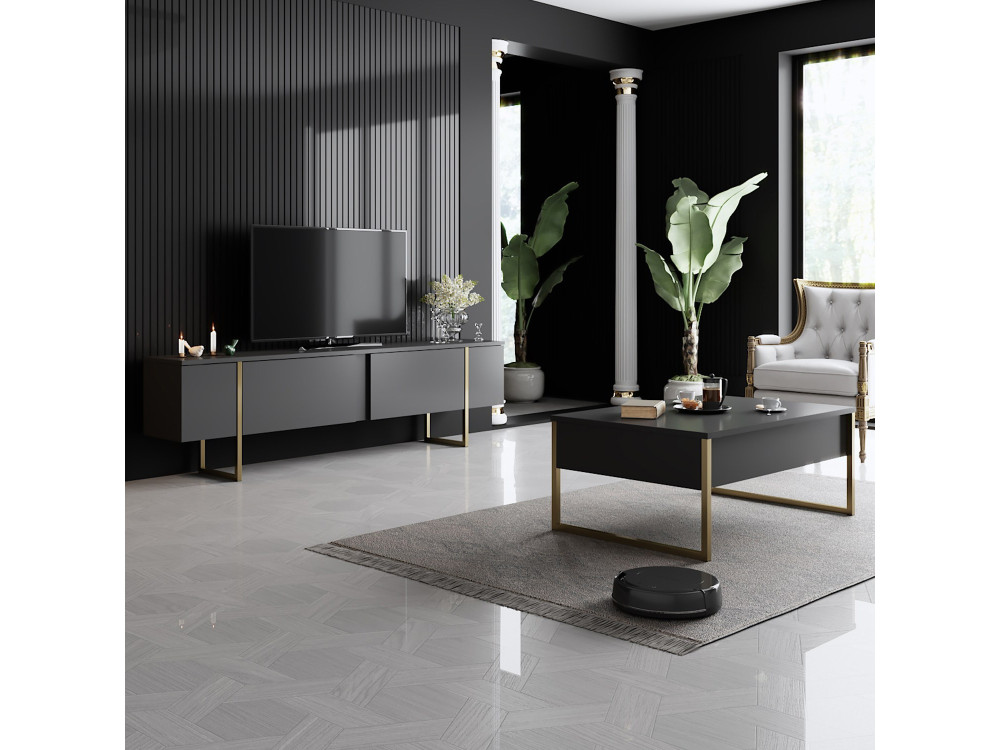 Porta TV in legno "Luxe" - 180 x 30 x 50 cm - Oro