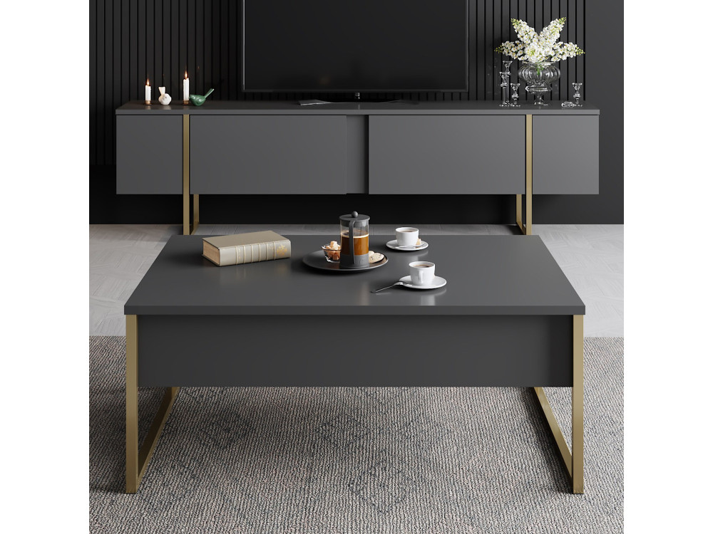 Porta TV in legno "Luxe" - 180 x 30 x 50 cm - Oro