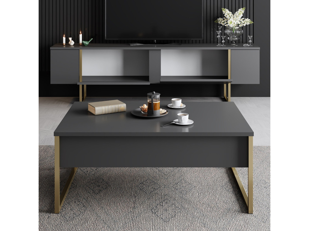 Porta TV in legno "Luxe" - 180 x 30 x 50 cm - Oro