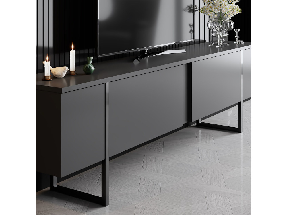 Porta TV in legno "Luxe" - 180 x 30 x 50 cm - Nero