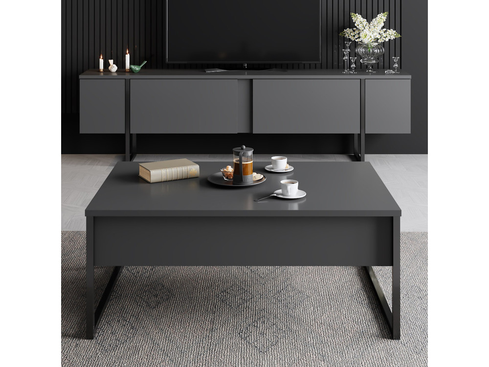 Porta TV in legno "Luxe" - 180 x 30 x 50 cm - Nero