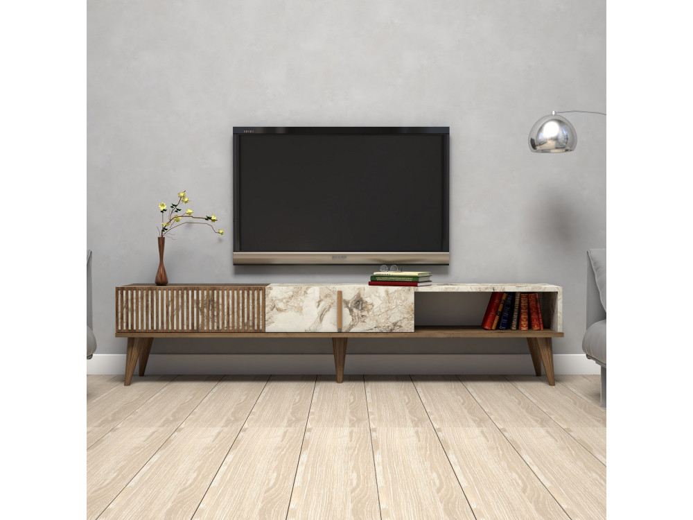 Porta TV in legno "Milan" - 180 x 35 x 40 cm - NoceBianco