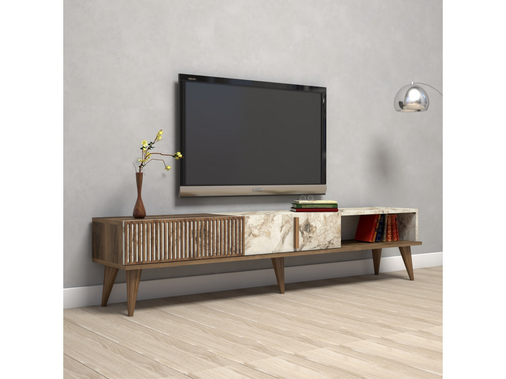 Porta TV in legno "Milan" - 180 x 35 x 40 cm - NoceBianco