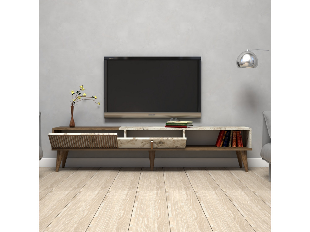 Porta TV in legno "Milan" - 180 x 35 x 40 cm - NoceBianco