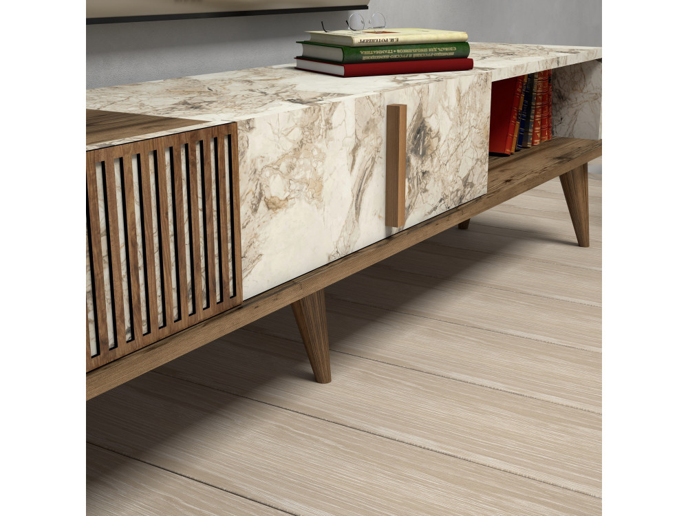 Porta TV in legno "Milan" - 180 x 35 x 40 cm - NoceBianco
