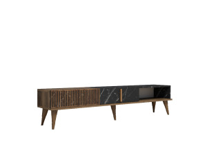Porta TV in legno "Milano" - 180 x 35 x 40 cm - Noce-Nero