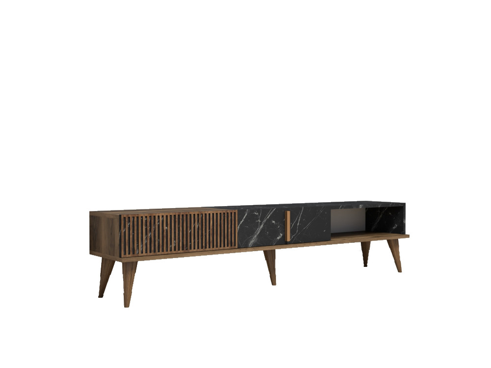 Porta TV in legno "Milano" - 180 x 35 x 40 cm - Noce-Nero