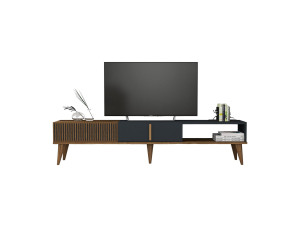 Porta TV in legno "Milan" - 180 x 35 x 40 cm - Noce, Antracite