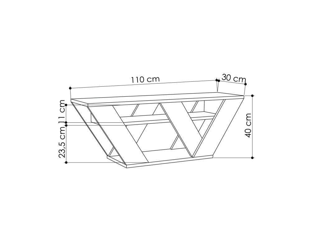 Mobile TV in legno "Pipralla" - 110 x 30 x 40 cm - Antracite