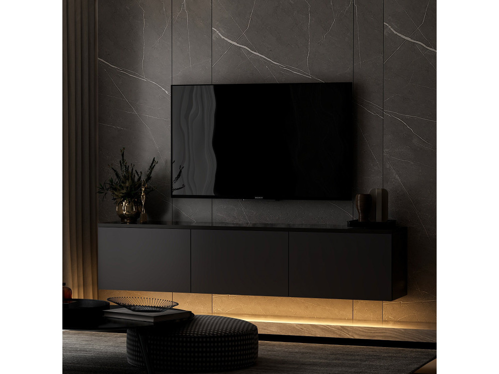 Porta TV in legno "Neon" - 160 x 32 x 35 cm - Antracite