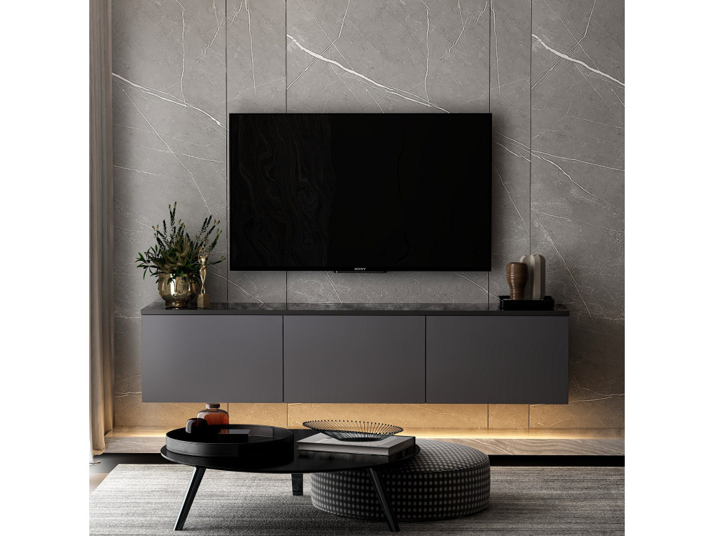 Porta TV in legno "Neon" - 160 x 32 x 35 cm - Antracite