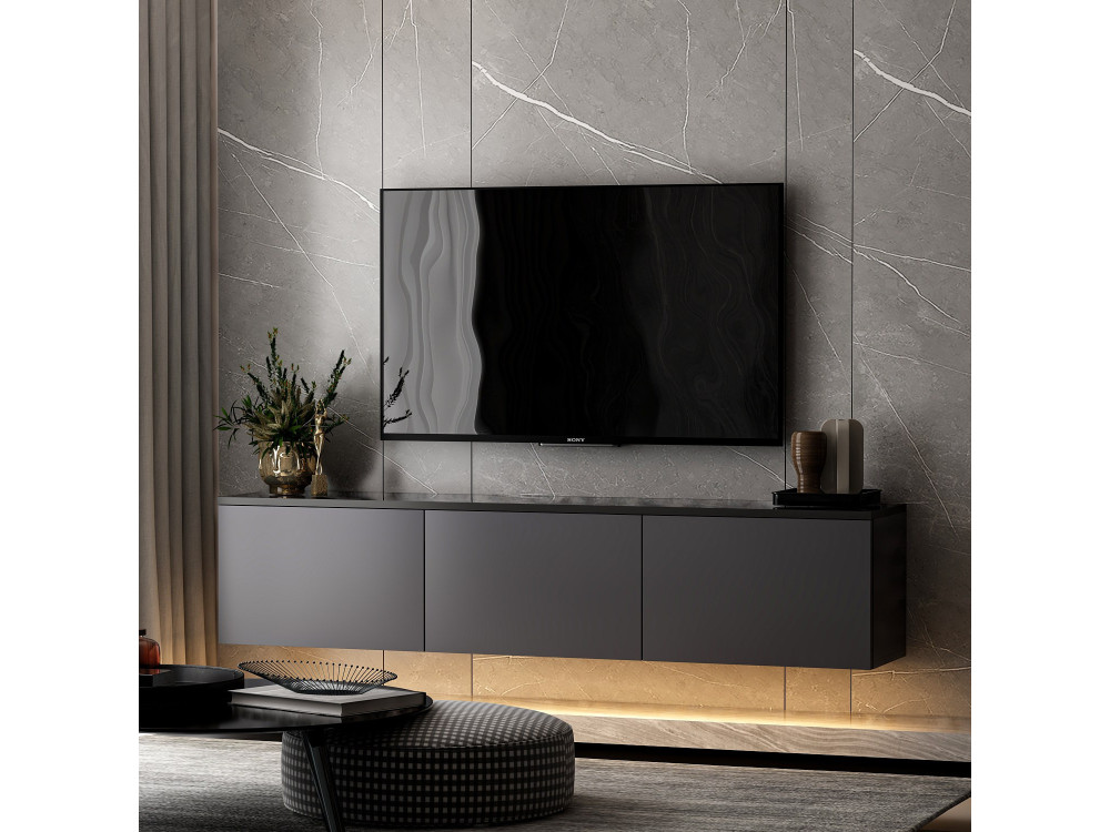 Porta TV in legno "Neon" - 160 x 32 x 35 cm - Antracite
