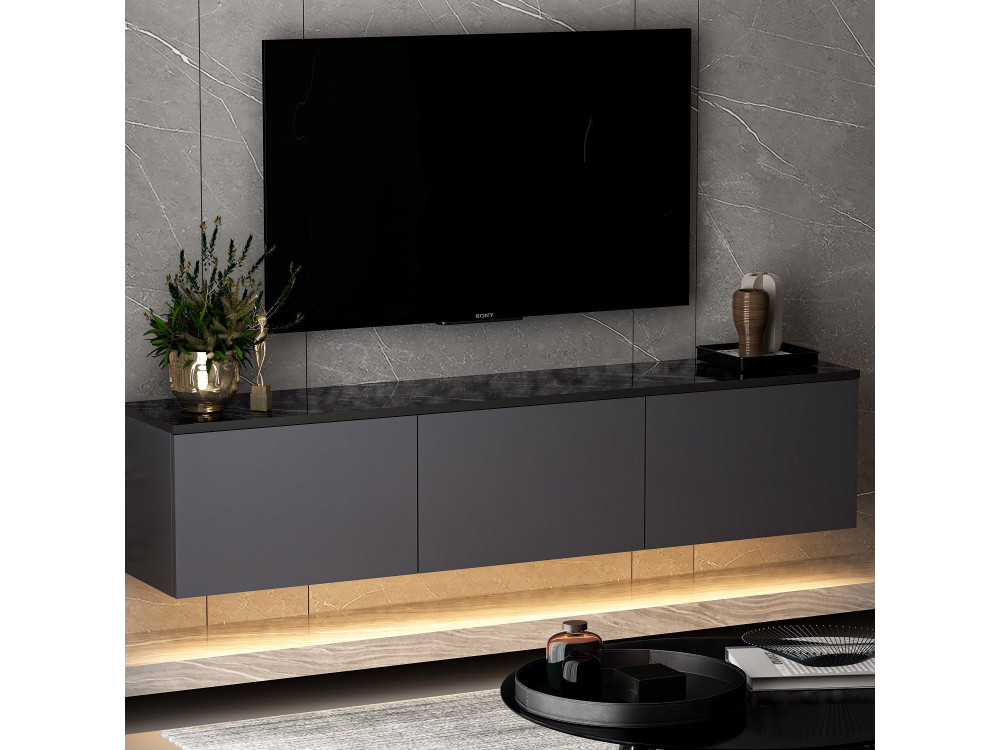 Porta TV in legno "Neon" - 160 x 32 x 35 cm - Antracite
