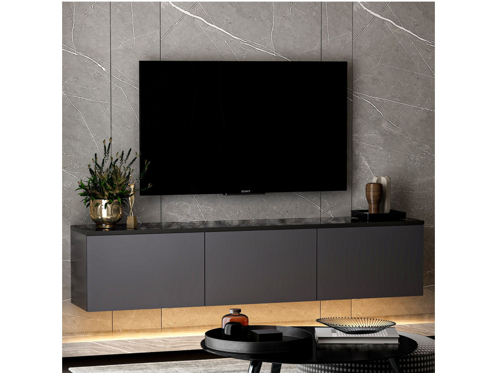 Porta TV in legno "Neon" - 160 x 32 x 35 cm - Antracite