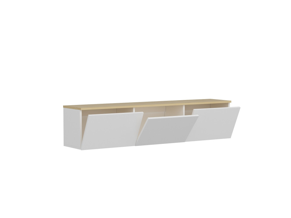 Mobile TV in legno "Neon" - 160 x 32 x 35 cm - Rovere bianco