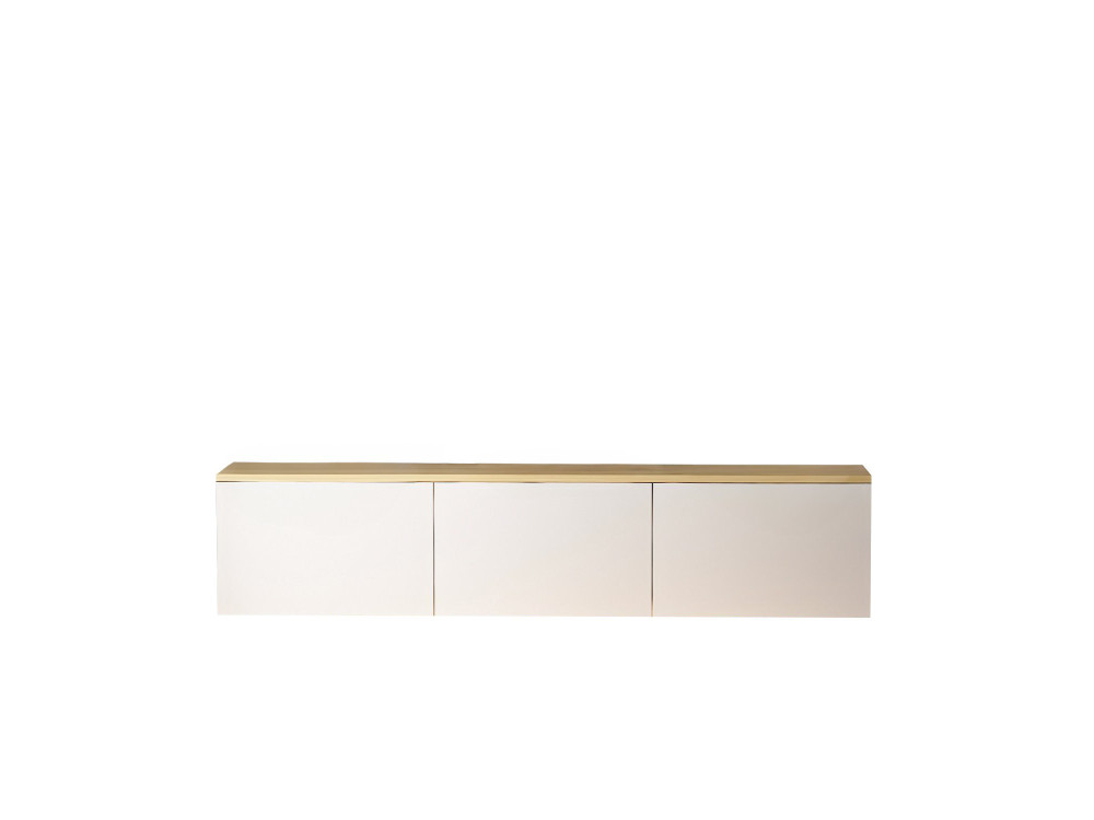 Mobile TV a parete in legno con illuminazione LED "Neon" - 160 x 32 x 35 cm - Bianco