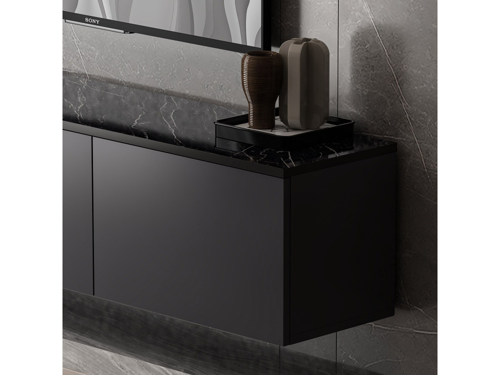 Mobile TV sospeso in legno "Neon" con illuminazione LED - 160 x 32 x 35 cm - Grigio antracite