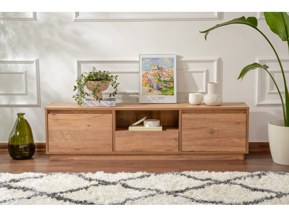 Mobile porta TV in legno Vanguard - 160 x 29 x 42 cm - Pino atlantico