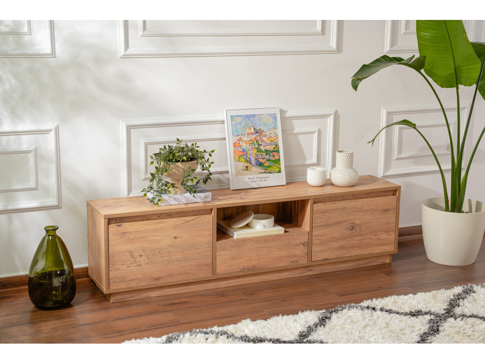Mobile porta TV in legno Vanguard - 160 x 29 x 42 cm - Pino atlantico