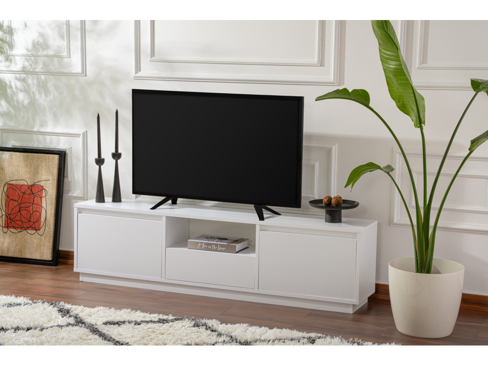 Mobile TV Vanguard in legno - 160 x 29 x 42 cm - Bianco naturale