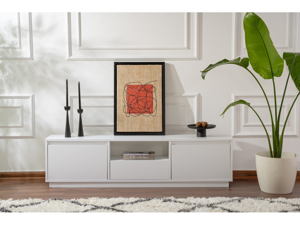 Mobile TV Vanguard in legno - 160 x 29 x 42 cm - Bianco naturale