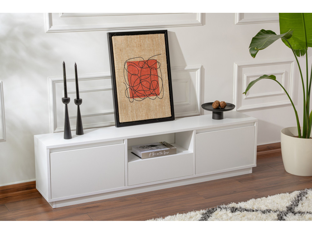 Mobile TV Vanguard in legno - 160 x 29 x 42 cm - Bianco naturale