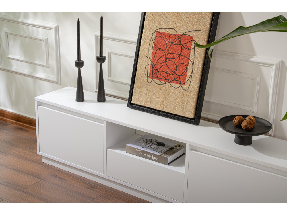 Mobile TV Vanguard in legno - 160 x 29 x 42 cm - Bianco naturale