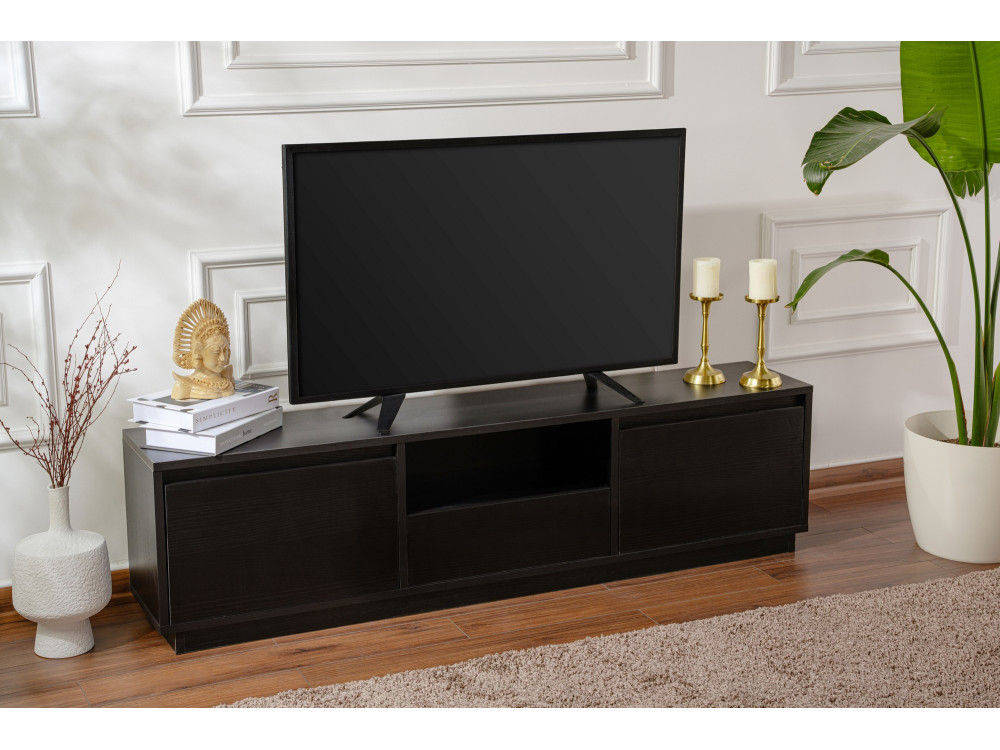 Porta TV in legno "Vanguard" 160 x 30 x 42 cm - Legno nero