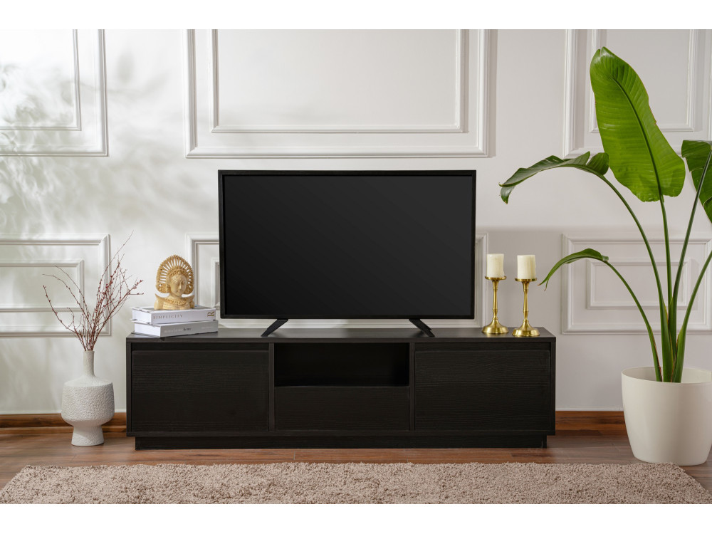 Porta TV in legno "Vanguard" 160 x 30 x 42 cm - Legno nero