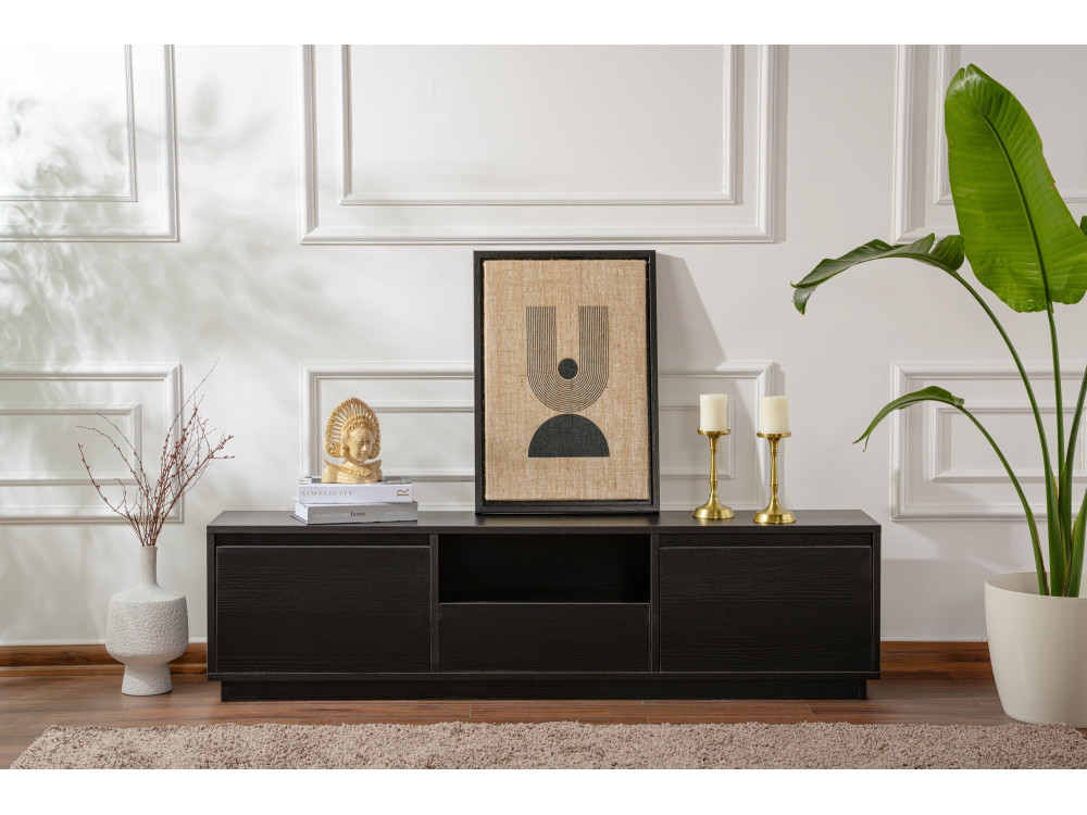 Porta TV in legno "Vanguard" 160 x 30 x 42 cm - Legno nero