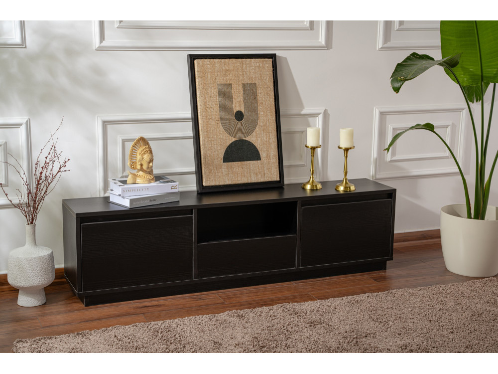 Porta TV in legno "Vanguard" 160 x 30 x 42 cm - Legno nero