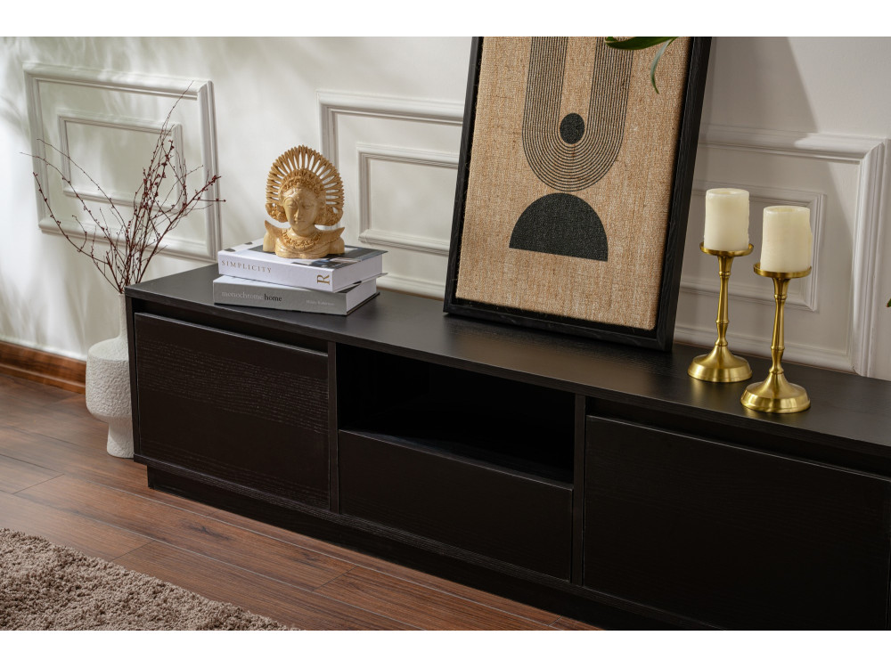 Porta TV in legno "Vanguard" 160 x 30 x 42 cm - Legno nero