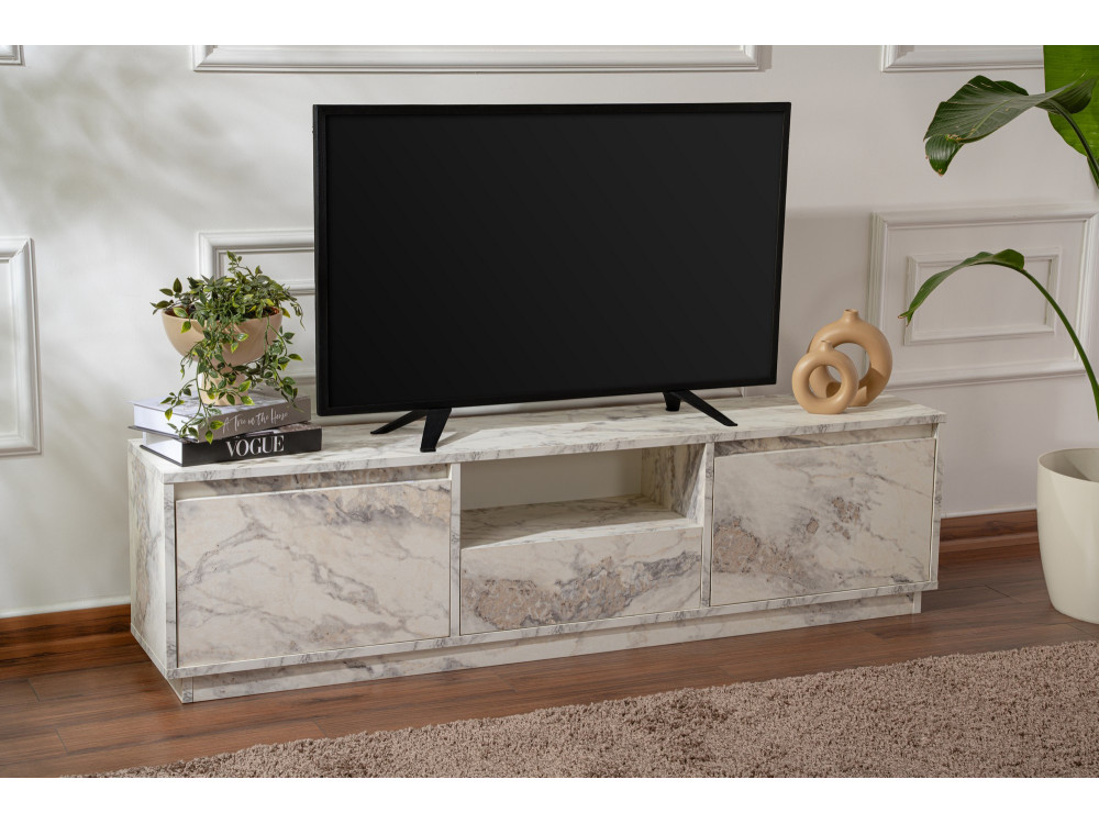 Porta TV in legno "Vanguard" 160 x 30 x 42 cm - marmo Fresia