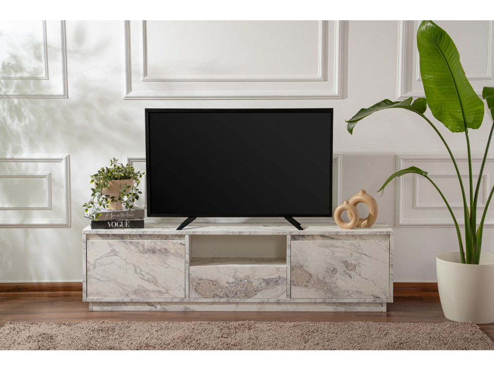 Porta TV in legno "Vanguard" 160 x 30 x 42 cm - marmo Fresia
