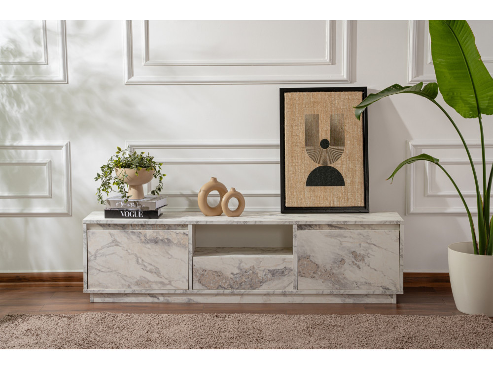 Porta TV in legno "Vanguard" 160 x 30 x 42 cm - marmo Fresia